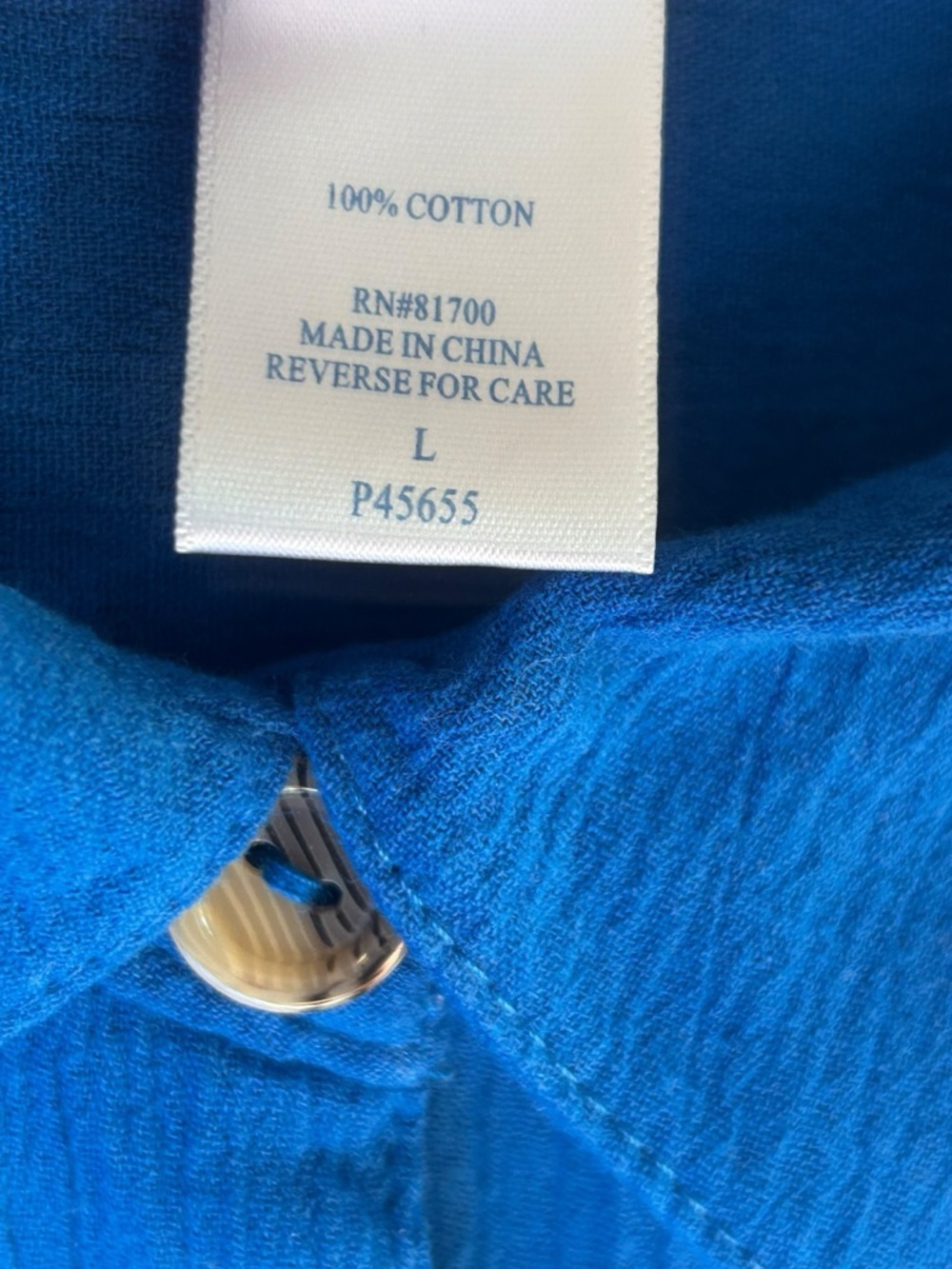Vicki Wayne vintage royal blue two-piece cotton crinkle fabric pantsuit Sz L - Picture 5 of 12